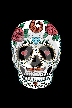 painted skull pattern in Mexican style