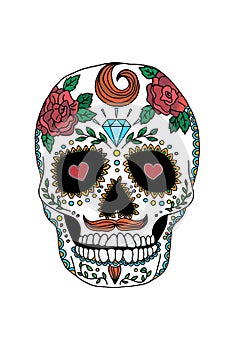 painted skull pattern in Mexican style