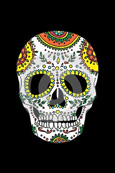 painted skull pattern in Mexican style