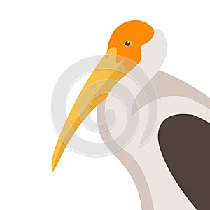 Painted stork bird vector illustration flat style profile