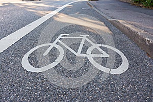 Painted Street Asphalt Bicycle Lane Sign White Safety