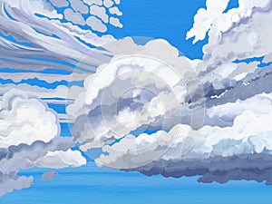 Painted style afternoon clouds