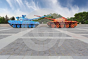 Painted tanks in Kiev