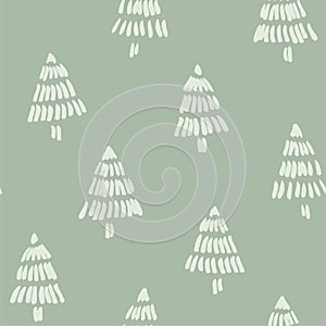 Painted Texture Trees seamless vector pattern.