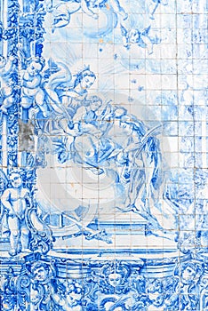 Painted tiles in a chapel in Porto