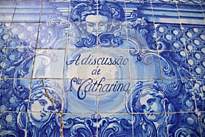 Painted tiles at a chapel in Porto, Portugal - Capela das Almas da Santa Catarina Porto photo