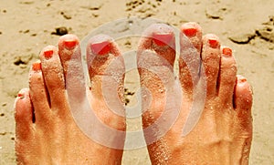 Painted Toes at Beach photo