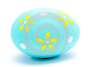 Painted turquoise easter egg isolated