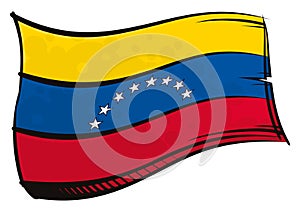 Painted Venezuela flag waving in wind