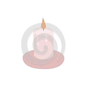 Painted wax candle isolated on white.