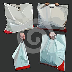Painted white bag bag in different versions photo