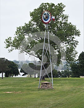 Painted windmill in rural Texas