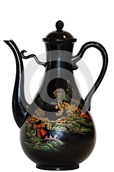 Painted wood jar isolated