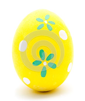 Painted yellow easter egg isolated