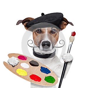 Painter artist dog