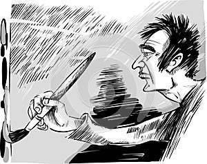 Painter artist at work