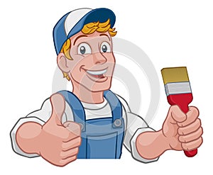 Painter Decorator Paintbrush Handyman Cartoon Man