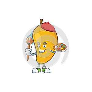 Painter fresh mango character cartoon with mascot