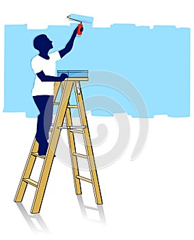 Painter on ladder