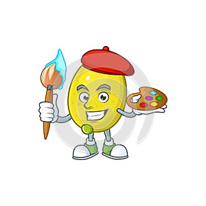 Painter lemon cartoon character for recipe food