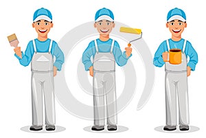 Painter man. Decorator cartoon character