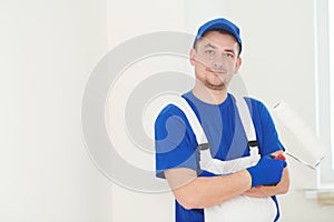 Painter portrait with paint roller