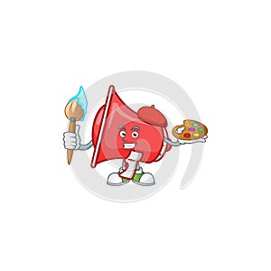 Painter red loudspeaker cartoon character with mascot