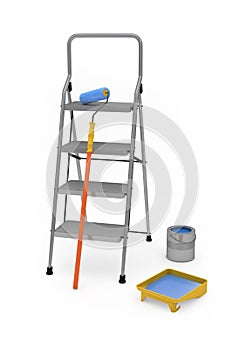 Painter's equipment on white
