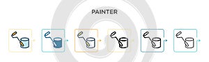 Painter vector icon in 6 different modern styles. Black, two colored painter icons designed in filled, outline, line and stroke