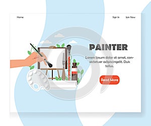 Painter vector website landing page design template