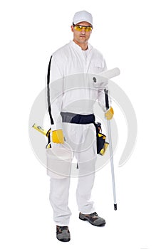 Painter in white overalls