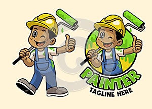 Painter Worker Mascot Logo Design