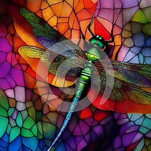 painterly image of a beautiful and delicate dragonfly pattern and texture of its environment.