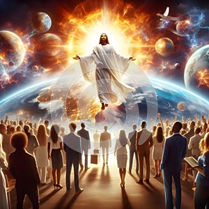 painterly image of revelation rapture of the return of Christ to earth.