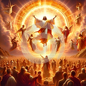 painterly image of revelation rapture of the return of Christ to earth.