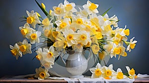 Painterly Jonquil Bouquet: An Artistic Composition with Vivid Hues of Yellow