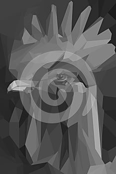 Painterly rooster in shades of grey