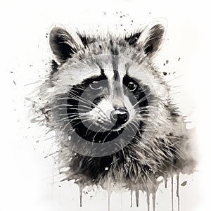 Painterly Style Raccoon Sketch: Wildlife Art Inspired By Florian Nicolle And Natalia Rak