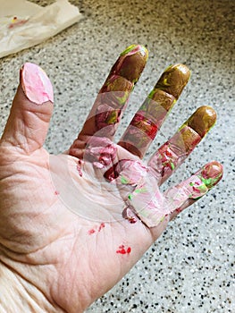 Painters artist hand.. miscellaneous colors