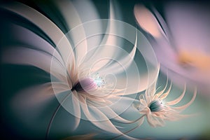 Painting of abstract flower in pastel colors with a soft blur effect. photo