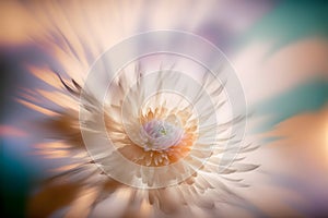 Painting of abstract flower in pastel colors with a soft blur effect. photo