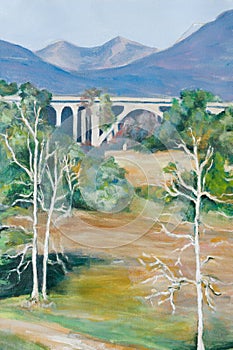 Painting of the Arroyo Seco and San Gabriel Mountains near Pasadena, CA photo