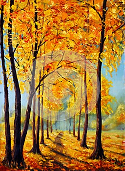 Maľovanie jeseň. jeseň stromy. jeseň harmónia 