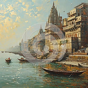 painting of banaras famous ghat