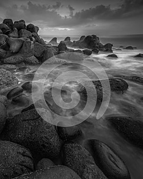 painting this beach in black and white is like seeing the good old days in reminiscence photo