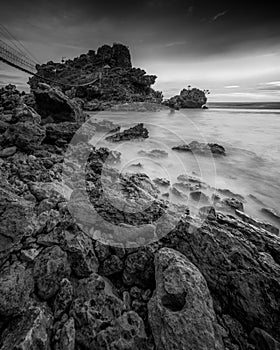 painting this beach in black and white is like seeing the good old days in reminiscence photo