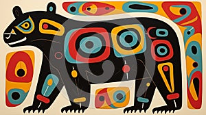 Painting of a Bear, North American indigenous style