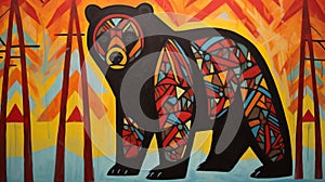 Painting of a Bear, North American indigenous style