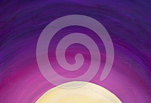 painting big ball planet moon on pink purple background
