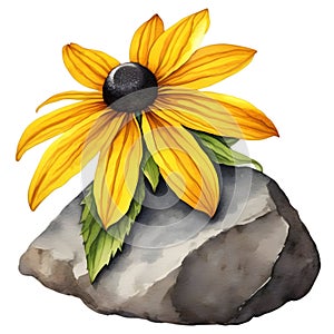 A painting of the Black-Eyed Susan plant. Ai-Generated.